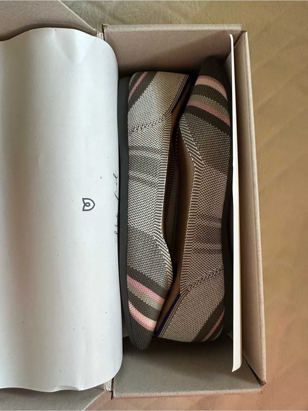 NWT Rothy’s pointed toe flats. Size 7. Gray Inverse Stripe. - Picture 2 of 5